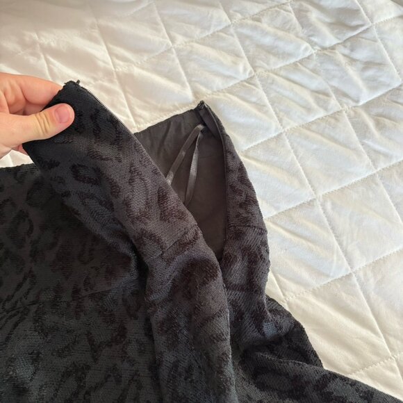 Free People Animal Print Textured Skirt Womens 8 Black A Line Skater Side Zip - Picture 5 of 7